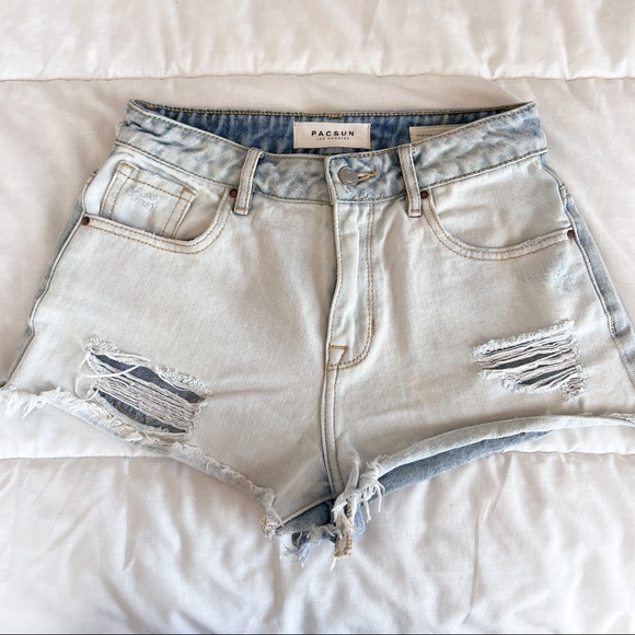 PacSun Pants - Light Wash Color Block Distressed Denim Shorts
